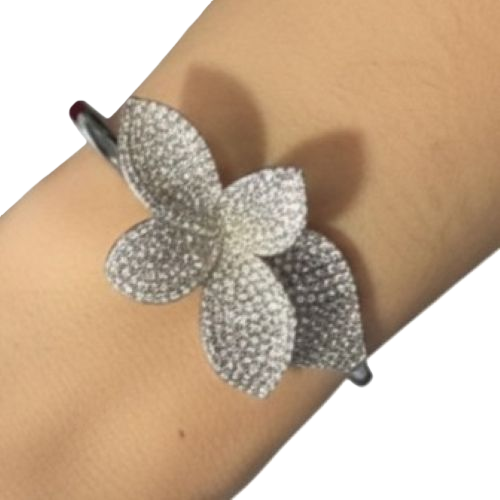 Pulseira Cuff em Prata 925 estilo florado