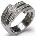 Anel em Ouro Branco 19.25k com Diamantes