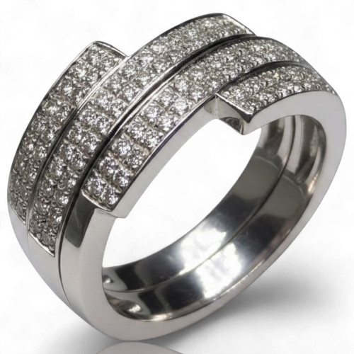 Anel em Ouro Branco 19.25k com Diamantes