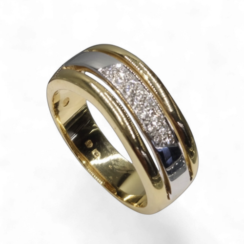 Anel em Ouro 19.25k Bicolor com Diamantes