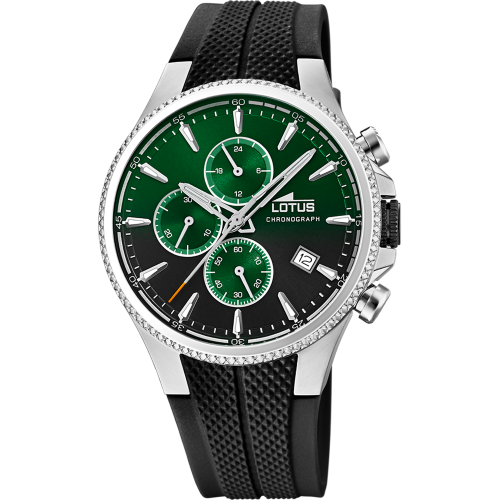 l18621_a Relógio Lotus 18621/A verde pulsera de borracha, homem