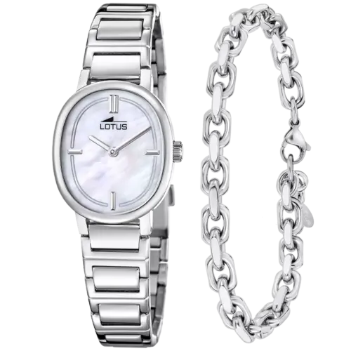 Relógio de senhora Lotus 2Gether 19012/1 mostrador madre-pérola e pulseira de aço